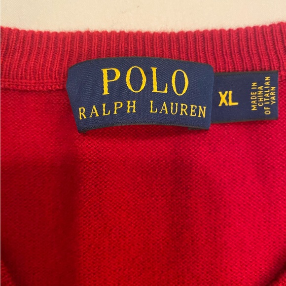 Men’s red Ralph Lauren Polo Vneck sweater - Picture 3 of 6